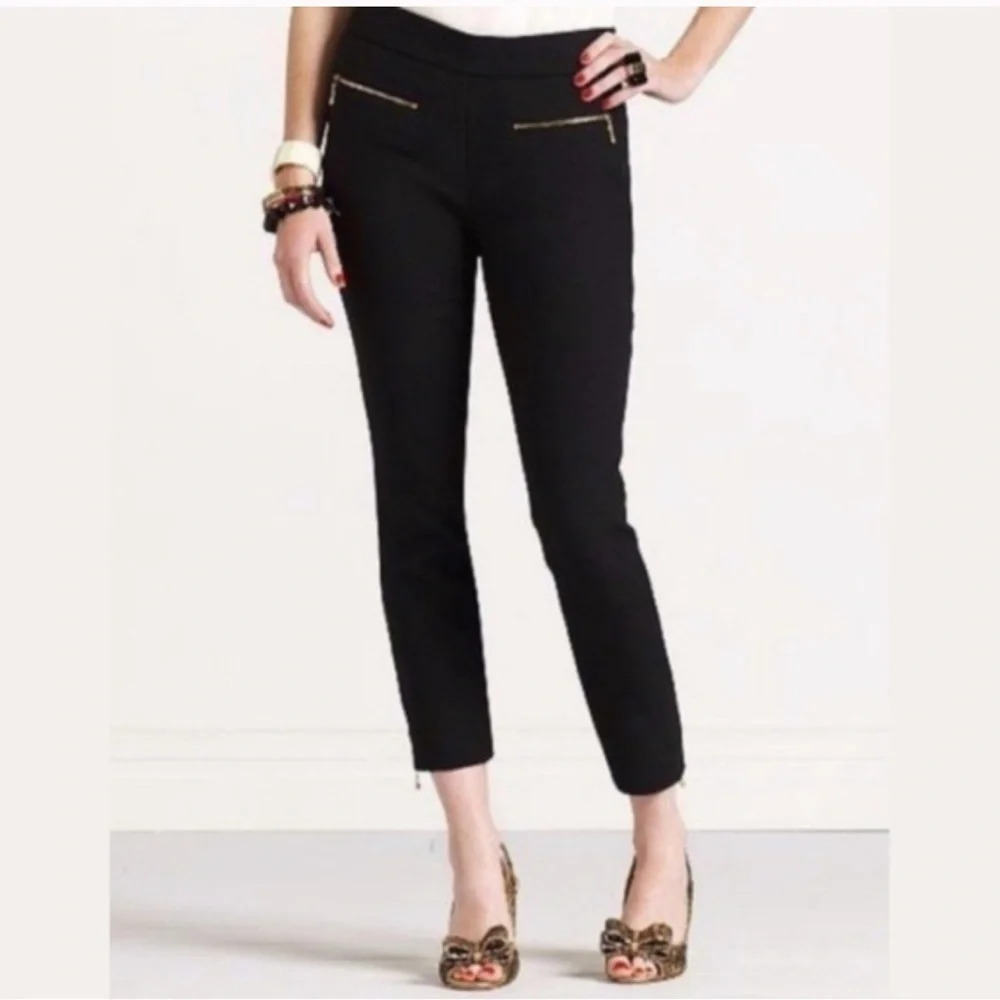Kate Spade New York Size 10 Black Wool Blend Straight Leg Crop Pants NEW!